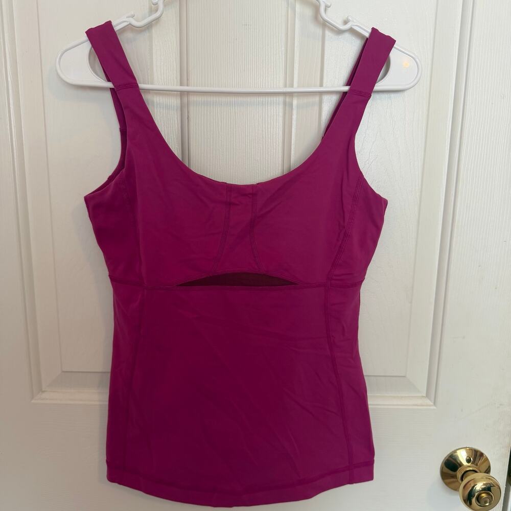 Lululemon Aria Tank II Pink Mesh Detailing Cut Out Athletic Tank Top Women's 4